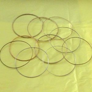 10 Thin Goldtone Bangles